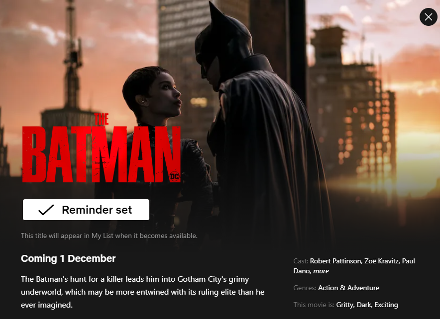 Robert Pattinson Australia » Blog Archive » RELEASE DATE: Robert Pattinson  “The Batman” Release on Netflix ANZ on 1 December 2022